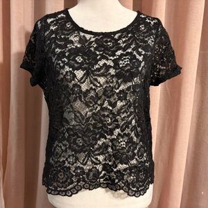 Papaya Black Floral Lace Top